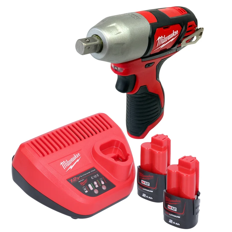 Milwaukee M12 BIW12-202 Akku Schlagschrauber 12 V 138 Nm 1/2" + 2x Akku 2,0 Ah + Ladegerät