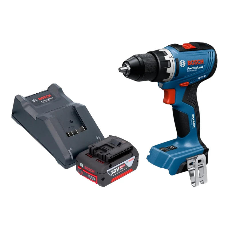 Bosch GSR 18V-65 Professional Akku Bohrschrauber 18 V 63 Nm Brushless + 1x Akku 4,0 Ah + Ladegerät
