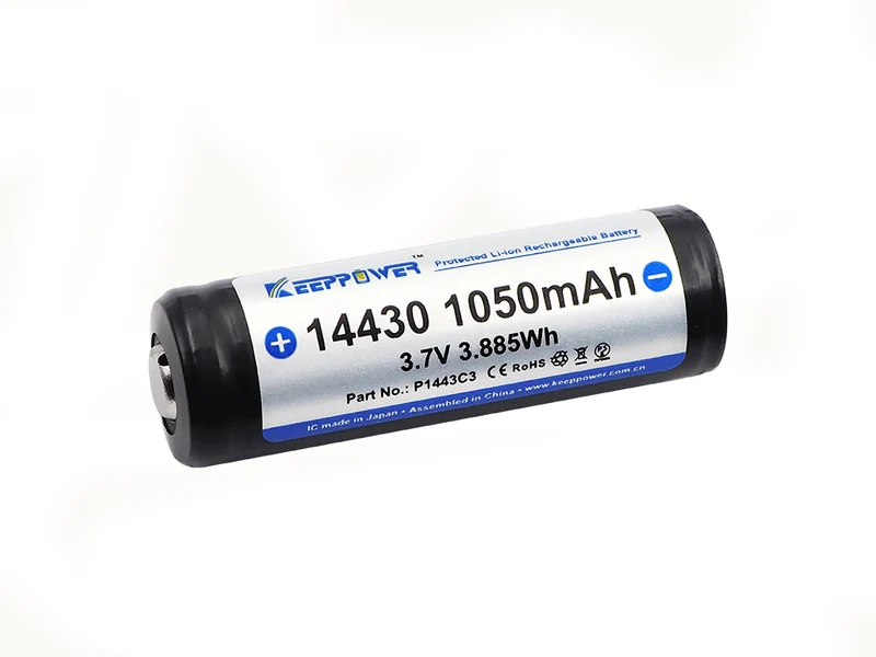 Keeppower 14430 - 1050mAh 3,6V - 3,7V Li-Ionen-Akku mit Schutzelektronik P1443C3