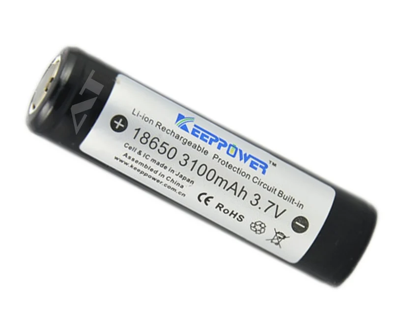 Keeppower 18650 - 3100mAh, 3,7V Li-Ionen-Akku geschützt - flacher Pluspol