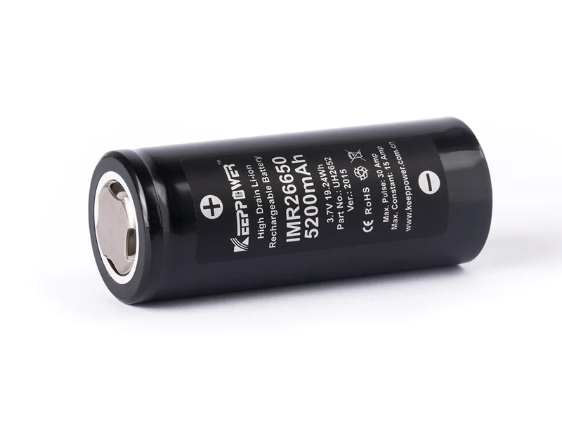 Keeppower IMR26650 - 5200mAh, 15A, 3,6V - 3,7V Li-Ion-Akku