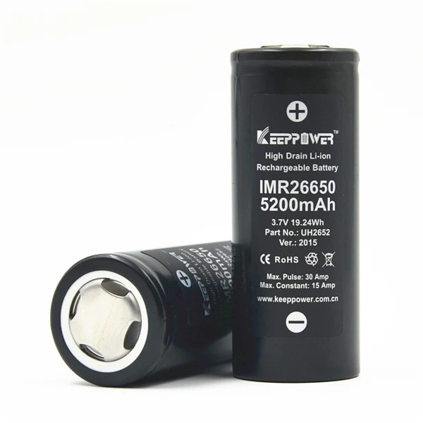 Keeppower IMR26650 - 5200mAh, 15A, 3,6V - 3,7V Li-Ion-Akku