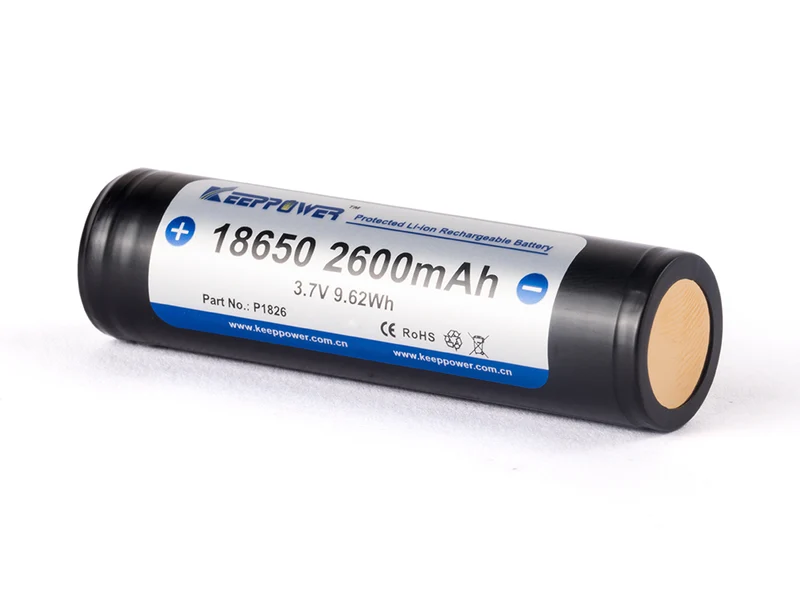 Keeppower 18650 - 2600mAh, 3,6V - 3,7V Li-Ion-Akku PCB geschützt P1826C