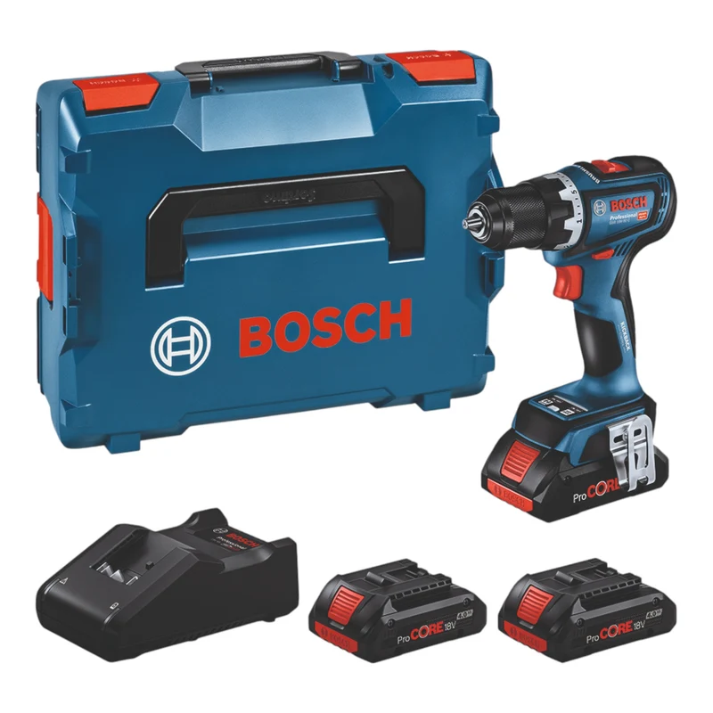 Bosch GSR 18V-90 C Professional Akku Bohrschrauber 18 V 64 Nm Brushless ( 0615A5002R ) + 3x ProCORE Akku 4,0 Ah + Ladegerät + L-Boxx