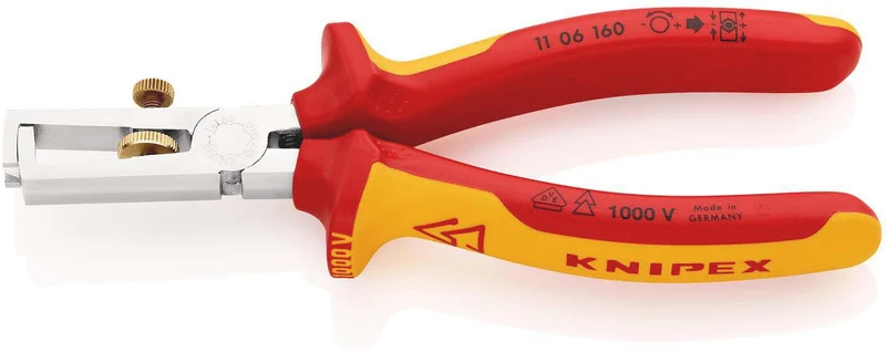 KNIPEX Abisolierzange 160 mm VDE-isoliert mit Öffnungsfeder und Mehrkomponenten-Hüllen