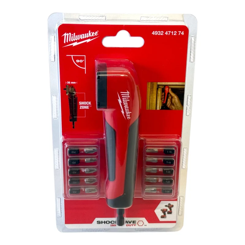 Milwaukee Shockwave Impact Duty Winkelschraubvorsatz + Bit Set 10 tlg. 25 mm ( 4932471274 )