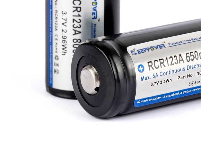Keeppower RCR123AR - 650mAh R-Serie bis 5A 3,6V - 3,7V Li-Ionen-Akku geschützt