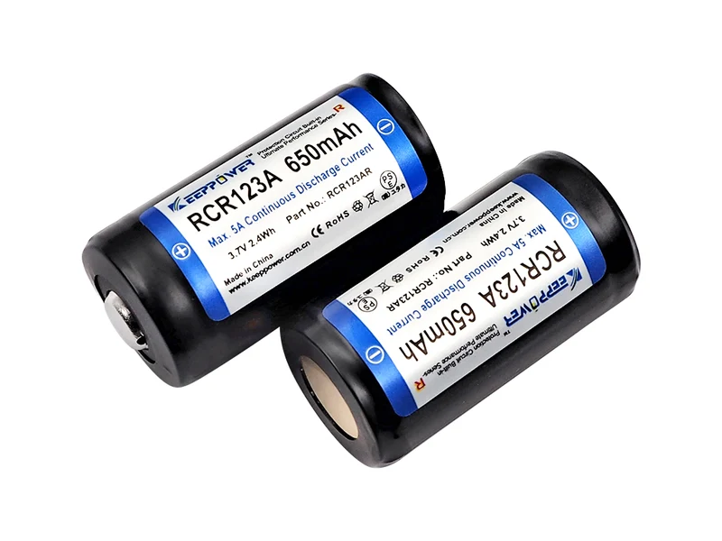 Keeppower RCR123AR - 650mAh R-Serie bis 5A 3,6V - 3,7V Li-Ionen-Akku geschützt