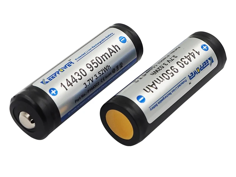 Keeppower 14430 - 950mAh 3,6V - 3,7V Li-Ionen-Akku PCB geschützt P1443C2