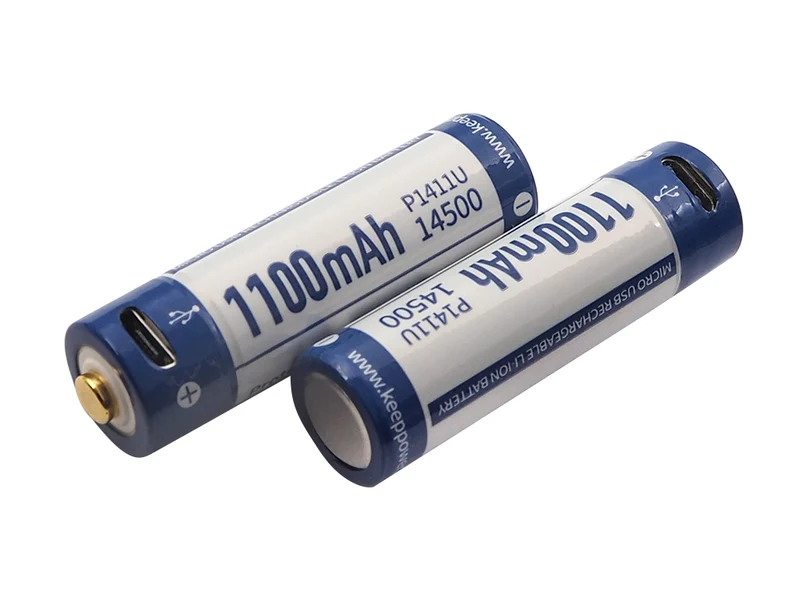 Keeppower 14500 - 1100mAh Li-Ionen 3,7V - 3,6V USB Lademöglichkeit PCB P1411U