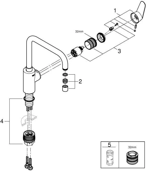 GROHE Eurodisc Cosmopolitan Spültisch-Einhandmischer mit hohem Auslauf, Chrom
