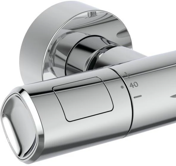 Ideal Standard Duschsystem Ceratherm T100 mit Badethermostat Chrom – Verbrühschutz, Regenkopfbrause