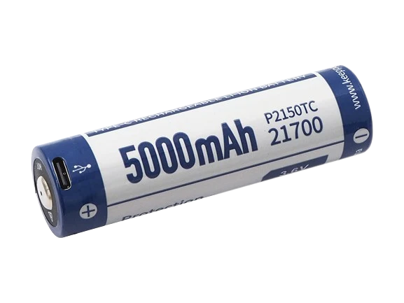 Keeppower 21700 5000mAh Li-Ionen 3,7V PCB geschützt USB-C Lademöglichkeit P2150TC