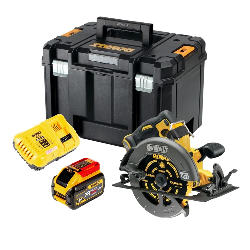 DeWALT DCS 578 X1T Akku Kreissäge 54V XR FlexVolt 190 mm Brushless + 1x Akku 9,0 Ah + Ladegerät + TSTAK