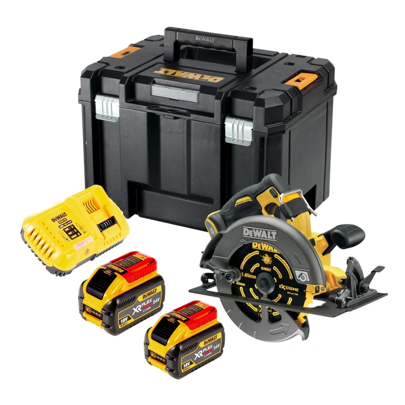 DeWALT DCS 578 X2T Akku Kreissäge 54V XR FlexVolt 190 mm Brushless + 2x Akku 9,0 Ah + Ladegerät + TSTAK