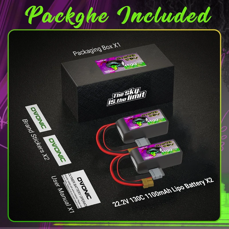 Ovonic Rebel 2.0 6S 1100mAh 130C 22,2V XT60 (2 St.)