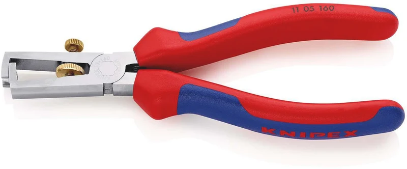 KNIPEX Abisolierzange 160 mm verchromt mit Öffnungsfeder und Mehrkomponenten-Hüllen