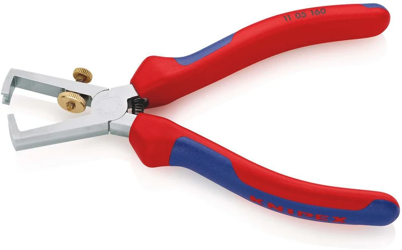 KNIPEX Abisolierzange 160 mm verchromt mit Öffnungsfeder und Mehrkomponenten-Hüllen