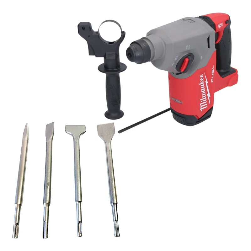 Milwaukee M18 FH-0 Akku Bohrhammer 18 V 2,5 J SDS plus Brushless + 4 tlg. Meißel Set - ohne Akku, ohne Ladegerät
