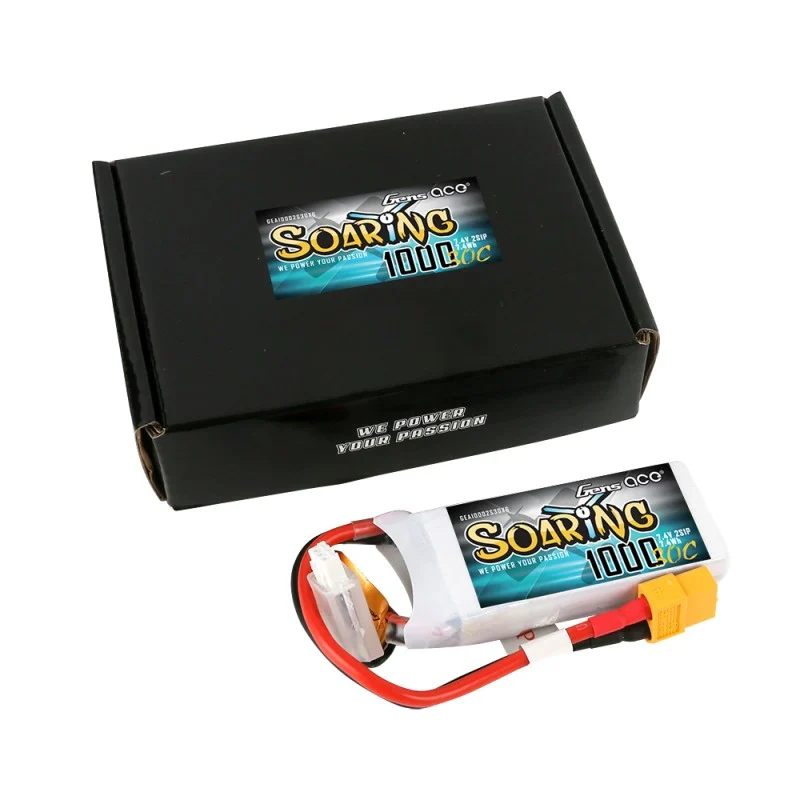 Gens Ace Soaring 1000mAh 7.4V 30C 2S1P Lipo Akkupack mit XT60 Stecker