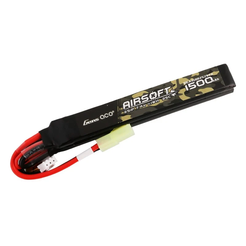 Gens Ace 25C 1500mAh 2S1P 7.4V Nunchuck 2X Airsoft Lipo Akku mit Mini Tamiya Stecker