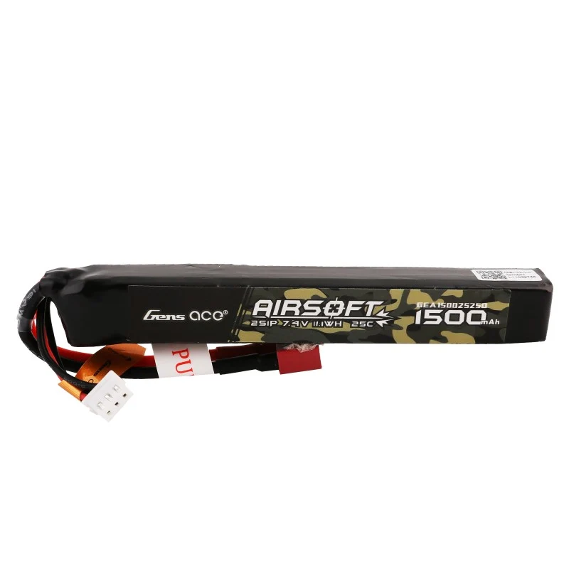 Gens Ace 25C 1500mAh 2S1P 7,4V Airsoft Lipo Batterie mit T-Stecker