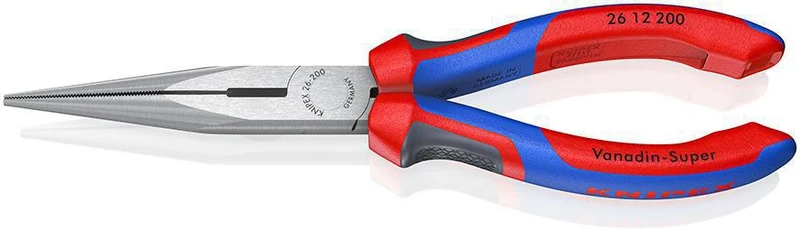 KNIPEX Flachrundzange 200 mm mit Schneide, poliertem Kopf und Comfort-Griff