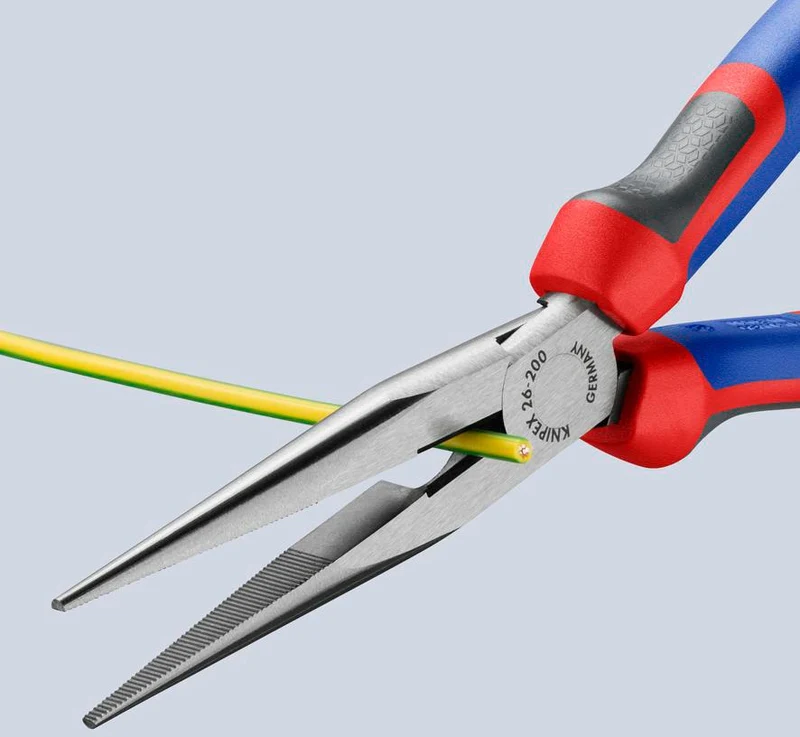 KNIPEX Flachrundzange 200 mm mit Schneide, poliertem Kopf und Comfort-Griff