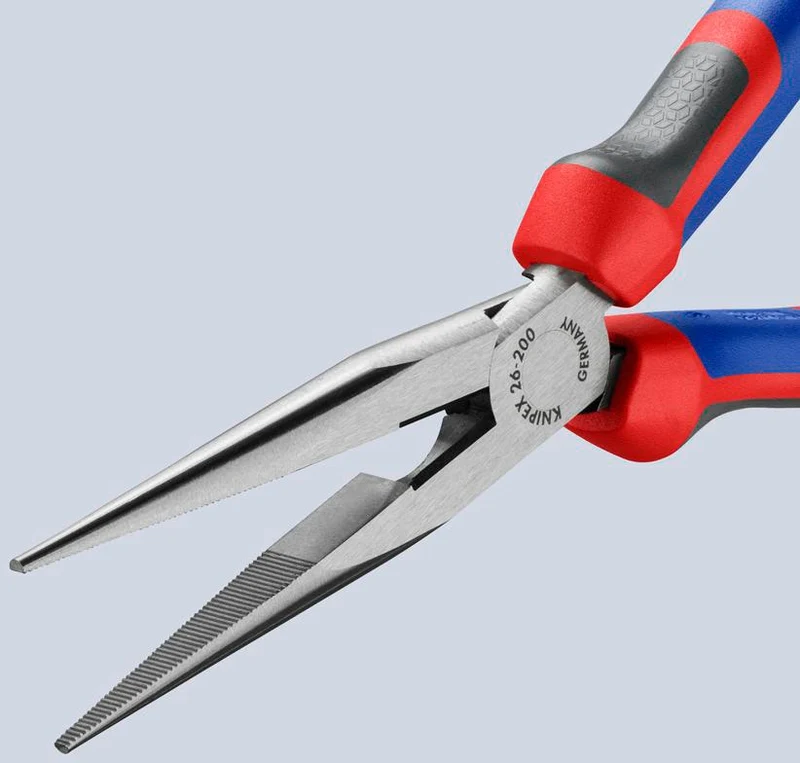 KNIPEX Flachrundzange 200 mm mit Schneide, poliertem Kopf und Comfort-Griff