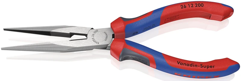 KNIPEX Flachrundzange 200 mm mit Schneide, poliertem Kopf und Comfort-Griff