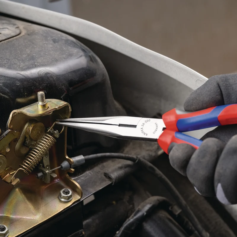 KNIPEX Flachrundzange 200 mm mit Schneide, poliertem Kopf und Comfort-Griff