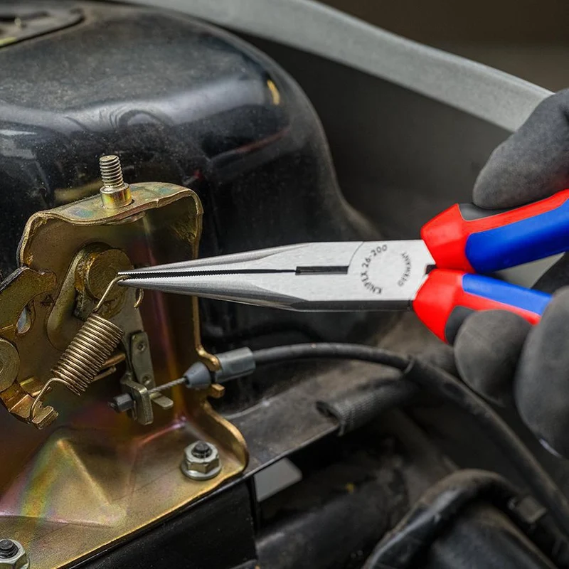 KNIPEX Flachrundzange 200 mm mit Schneide, poliertem Kopf und Comfort-Griff