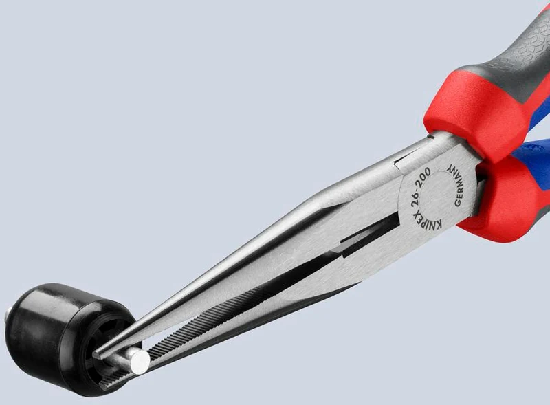 KNIPEX Flachrundzange 200 mm mit Schneide, poliertem Kopf und Comfort-Griff