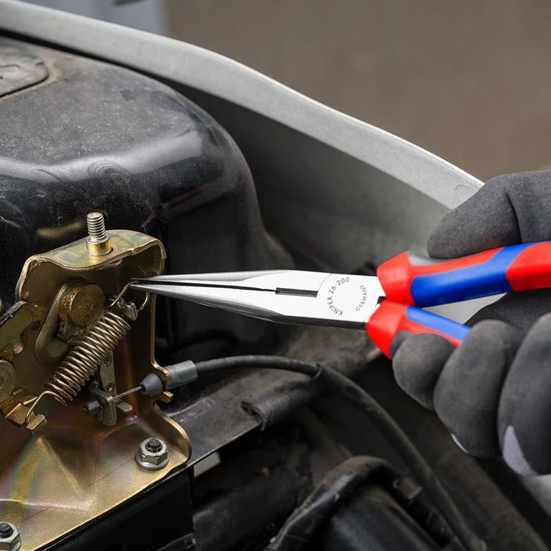 KNIPEX Flachrundzange 200 mm mit Schneide, poliertem Kopf und Comfort-Griff
