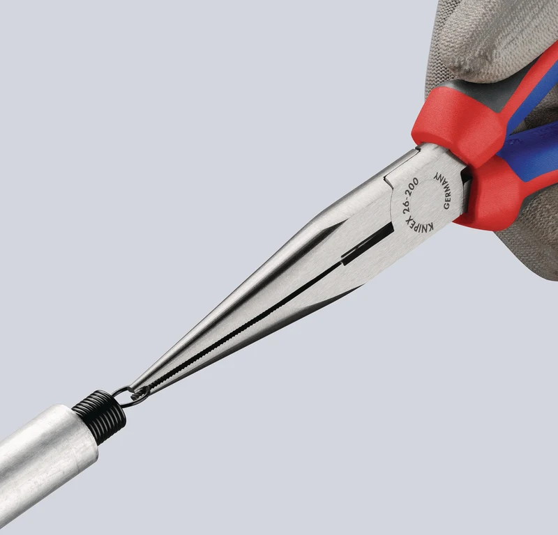 KNIPEX Flachrundzange 200 mm mit Schneide, poliertem Kopf und Comfort-Griff