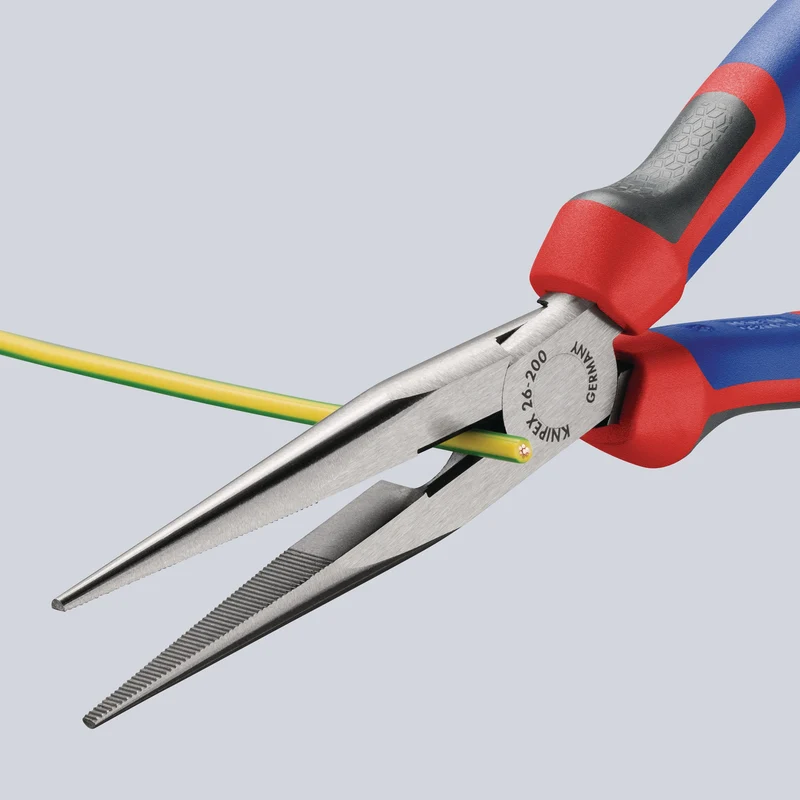 KNIPEX Flachrundzange 200 mm mit Schneide, poliertem Kopf und Comfort-Griff