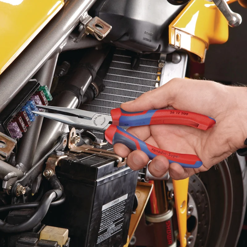 KNIPEX Flachrundzange 200 mm mit Schneide, poliertem Kopf und Comfort-Griff