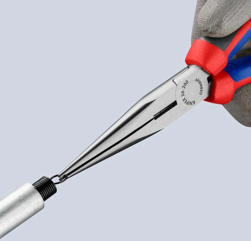 KNIPEX Flachrundzange 200 mm mit Schneide, poliertem Kopf und Comfort-Griff