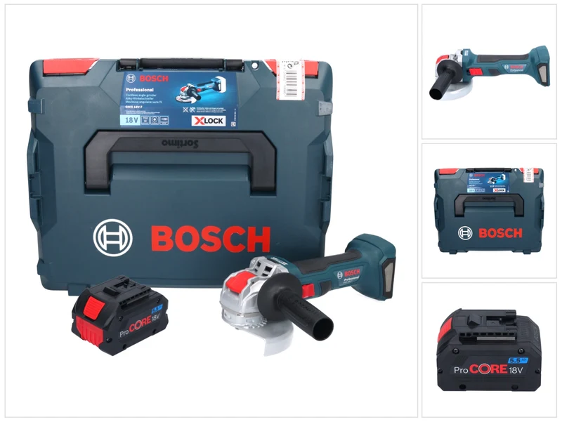 Bosch GWX 18V-7 Professional Akku Winkelschleifer 18 V 125 mm Brushless X-LOCK + 1x ProCORE Akku 5,5 Ah + L-Boxx - ohne Ladegerät
