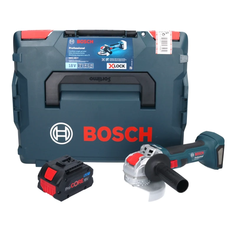 Bosch GWX 18V-7 Professional Akku Winkelschleifer 18 V 125 mm Brushless X-LOCK + 1x ProCORE Akku 5,5 Ah + L-Boxx - ohne Ladegerät