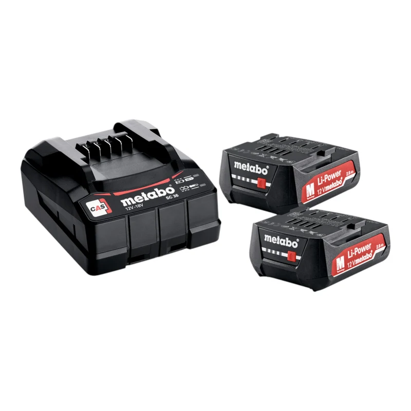 Metabo Basis Set 2x Li-Power Akkupack 12 V 2,0 Ah Akku + SC 36 Ladegerät ( 685300000 )
