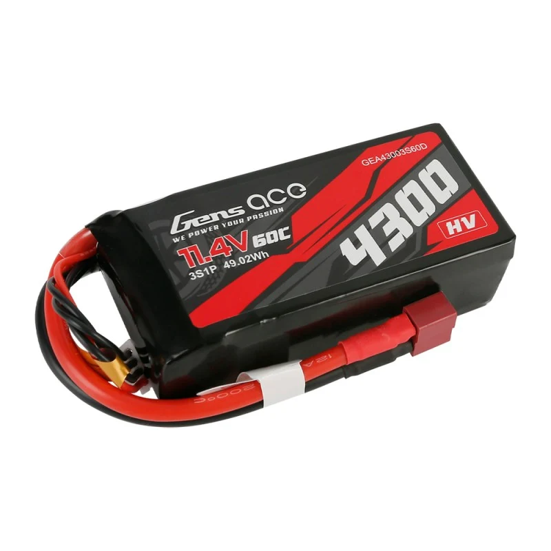 Gens Ace 4300mAh 3S1P 11,4V 60C Lipo Akku T-Stecker