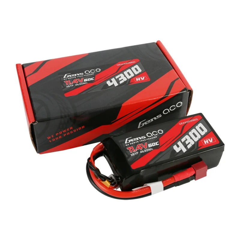 Gens Ace 4300mAh 3S1P 11,4V 60C Lipo Akku T-Stecker