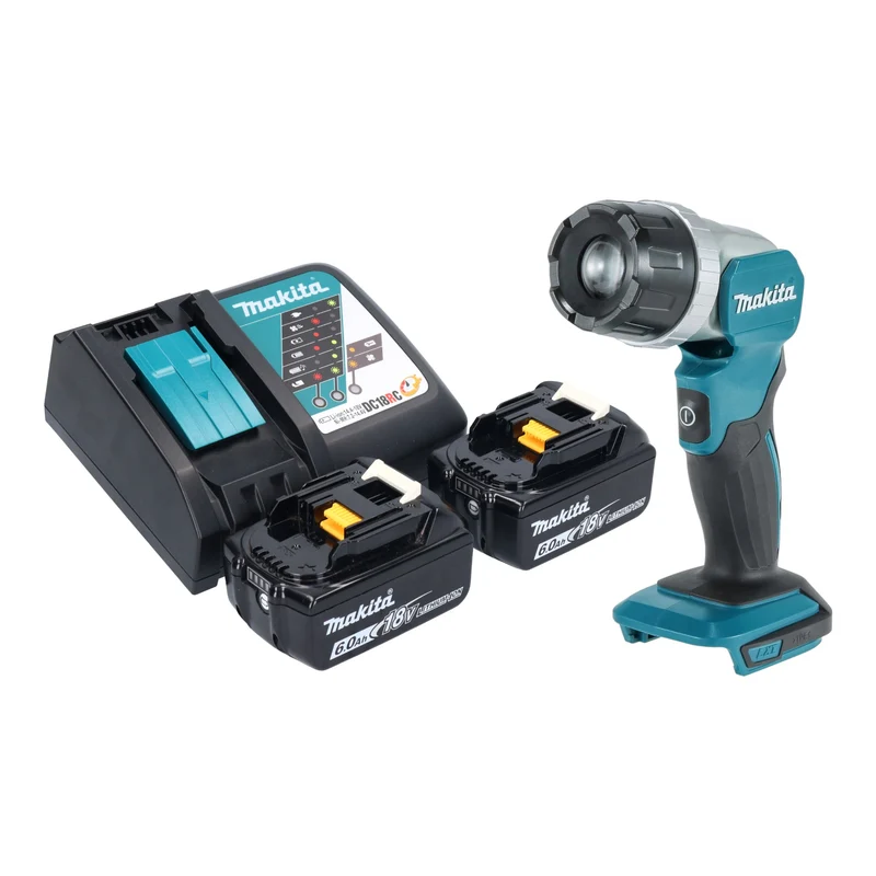 Makita DML 808 RG Akku Handstrahler 14,4 / 18 V 190 lm LED + 2x Akku 6,0 Ah + Ladegerät