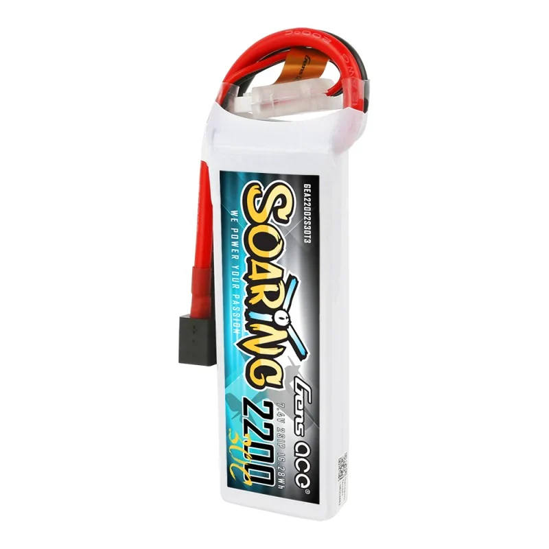 Gens Ace Soaring 2200mAh 7,4V 30C 2S1P Lipo Akkupack mit EC3/XT60/T-Stecker