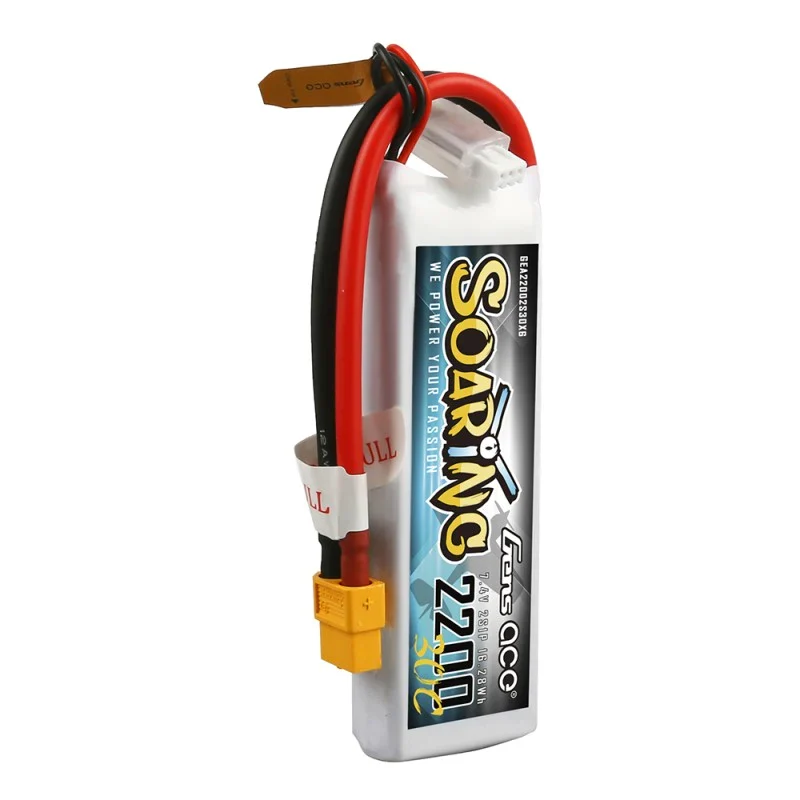 Gens Ace Soaring 2200mAh 7,4V 30C 2S1P Lipo Akkupack mit XT60 Stecker