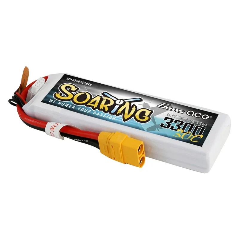 Gens Ace Soaring 3300mAh 11.1V 30C 3S1P Lipo Akkupack mit XT90 Stecker