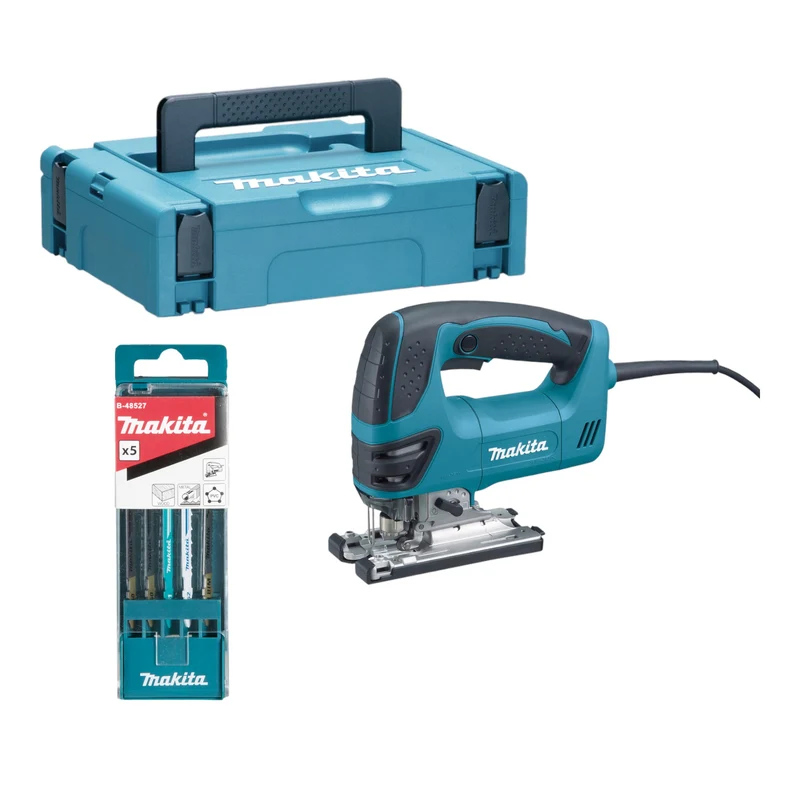 Makita 4350 FCTJ Pendelhub Stichsäge 720 Watt 135 mm + 5 tlg. Stichsägeblatt Set + Makpac