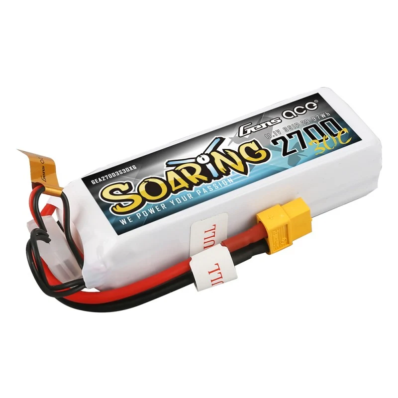 Gens Ace Soaring 2700mAh 11.1V 30C 3S1P LiPo-Akkupack mit XT60-Stecker