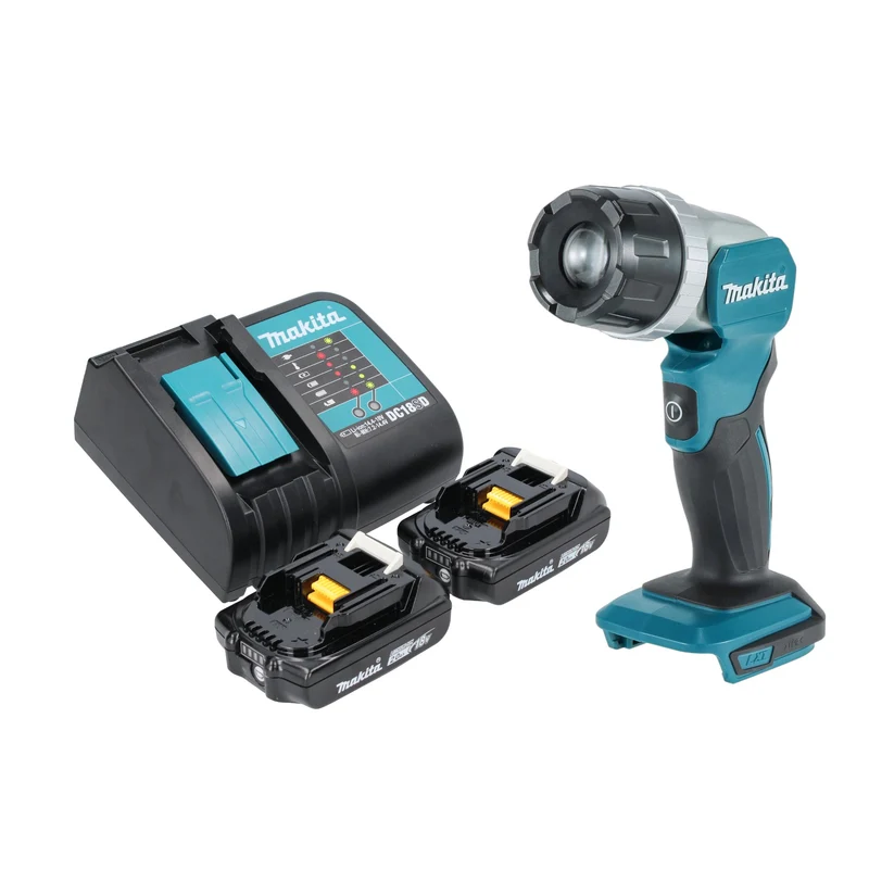 Makita DML 808 SA Akku Handstrahler 14,4 / 18 V 190 lm LED + 2x Akku 2,0 Ah + Ladegerät